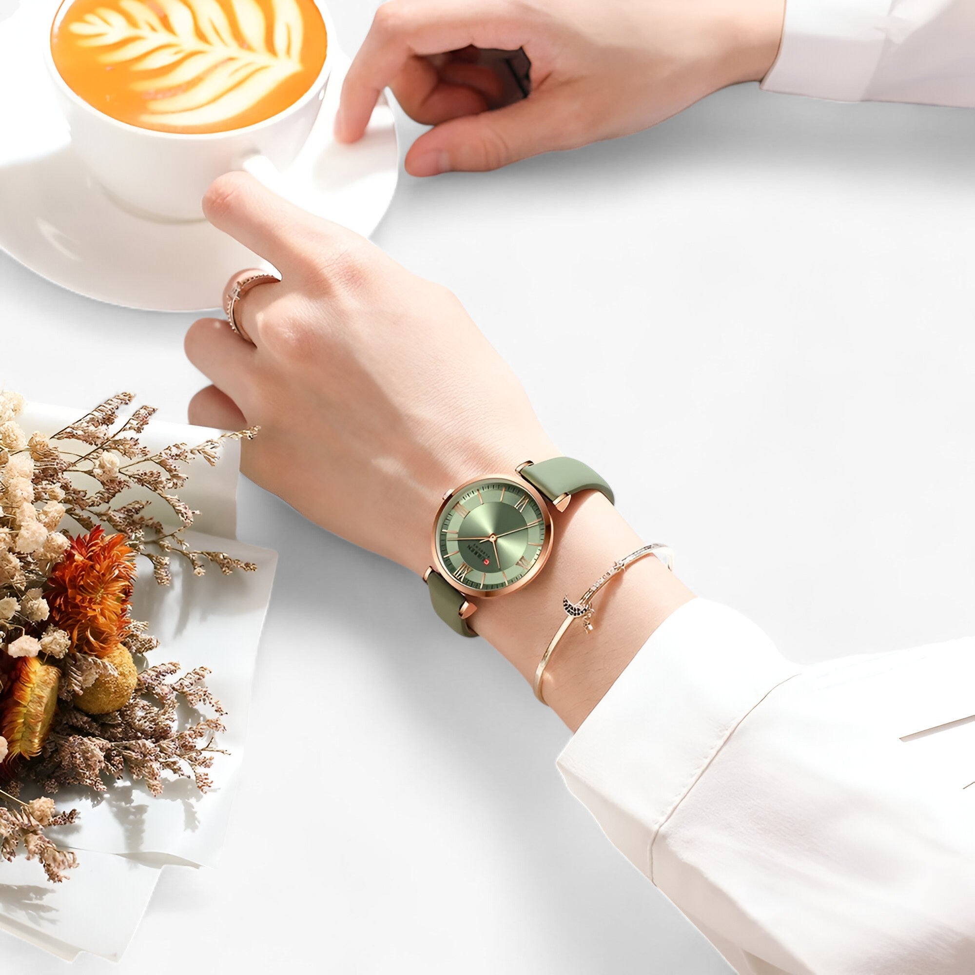 Seraphine - Elegant Dameur med Analog Quartz Urværk khaki