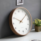 EleQuartz Uhr | Runde Wanduhr - Nordische Holz Wanduhr