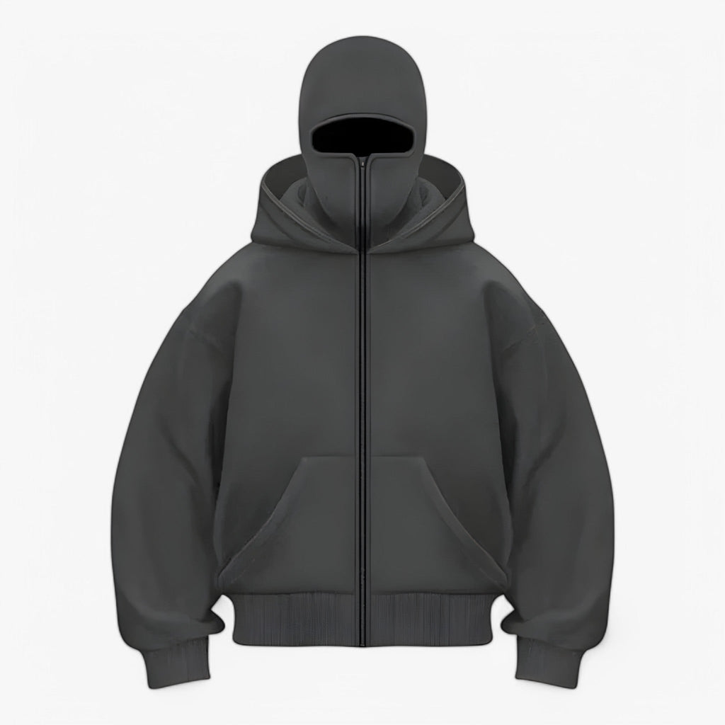 ArcticShield - Fleece Balaclava med Hel Lynlås Grå