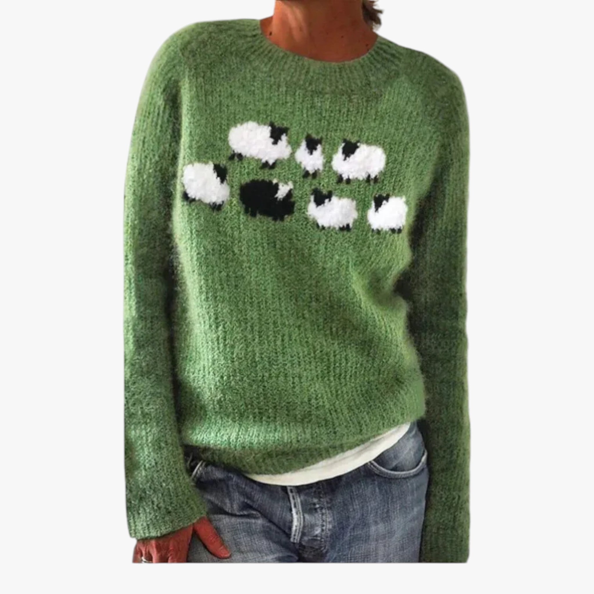 Aurielle - Dame Striktrøje i Retro Design Grå