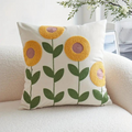FloraLoom - Pudebetræk med Botanisk Broderi Gul