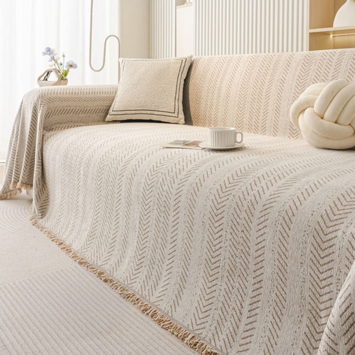 SofaLoom Sofabetræk – Vaskbart Chenilledesign Mandelcreme