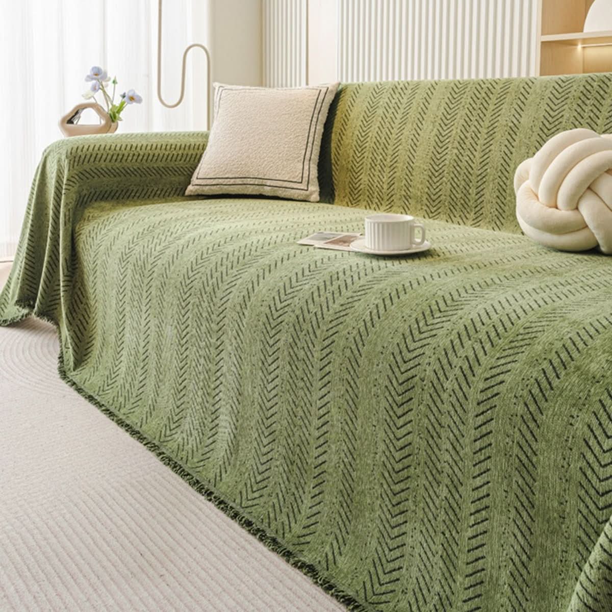 SofaLoom Sofabetræk – Vaskbart Chenilledesign Olivengrøn