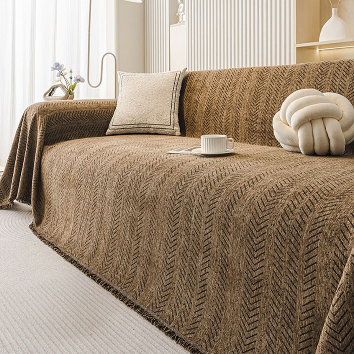 SofaLoom Sofabetræk – Vaskbart Chenilledesign Rustwood Brown