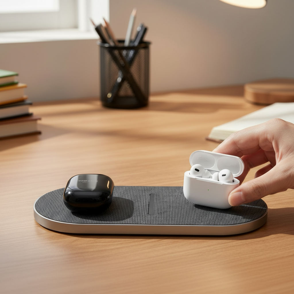 ChargeBase Opladningsstation – Trådløst Design til Flere Enheder
