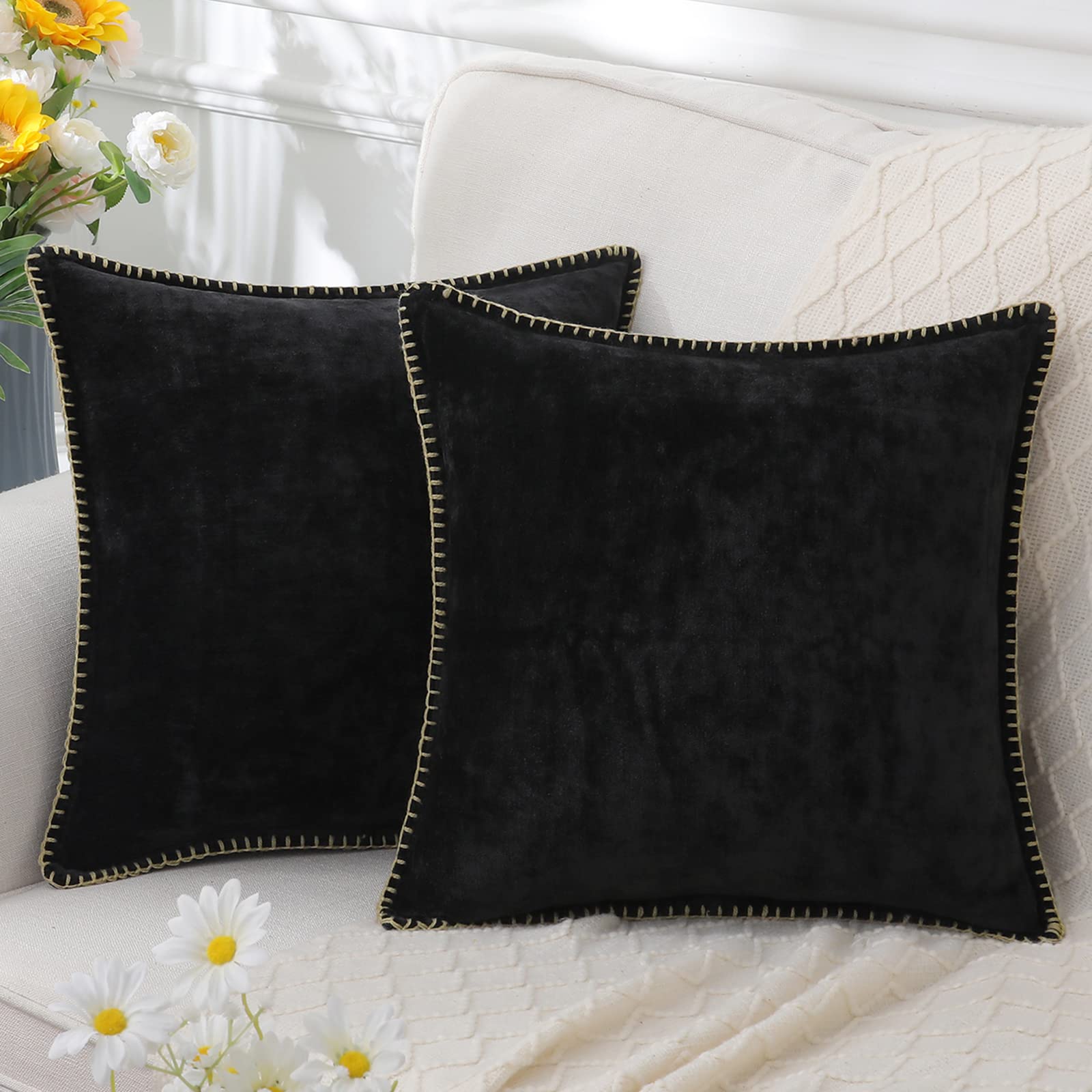 Velora Pyntepude – Dekorativt Design Sort 40x40cm