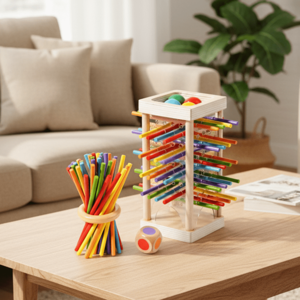 NumiWood - Montessori Tællestavssæt i Træ Træk i stangen