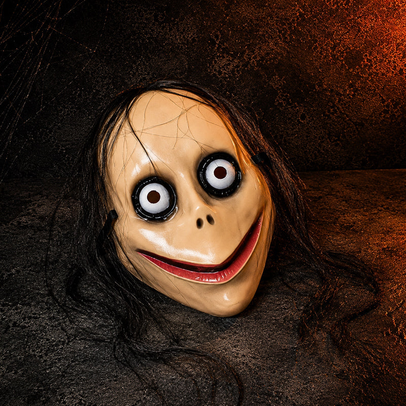 Grimora – Halloween Maske med Langt Sort Hår