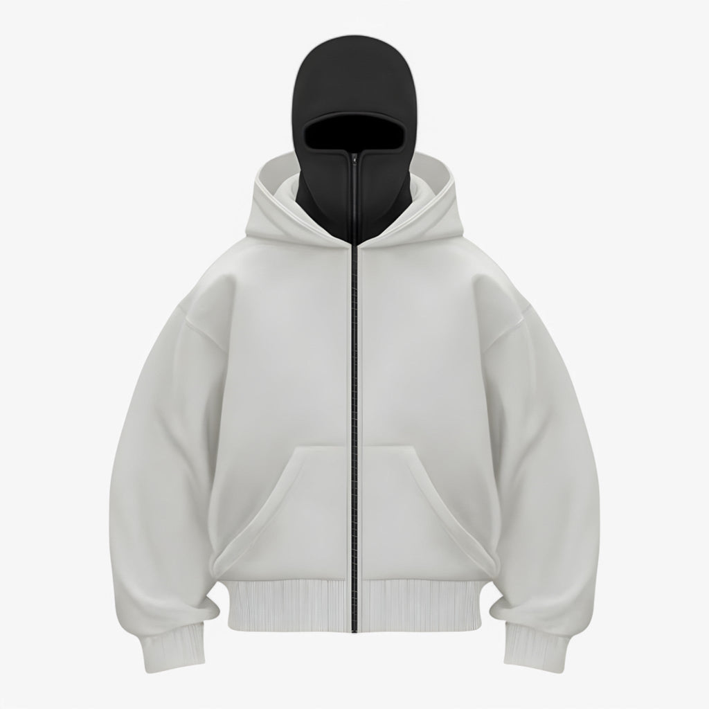 ArcticShield - Fleece Balaclava med Hel Lynlås Hvid Sort