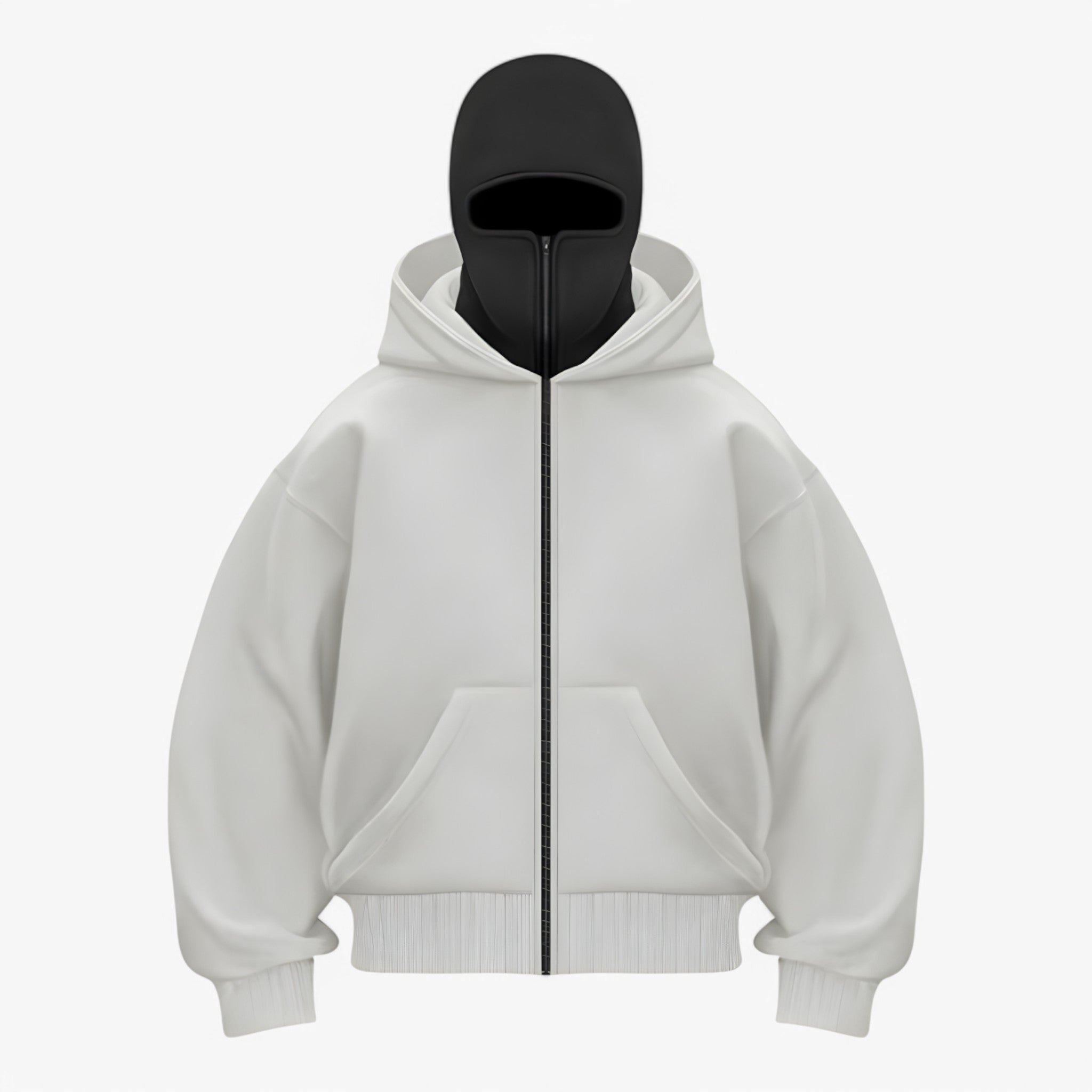 ArcticShield - Fleece Balaclava med Hel Lynlås Hvid Sort