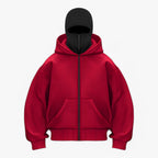 ArcticShield - Fleece Balaclava med Hel Lynlås Rød Sort