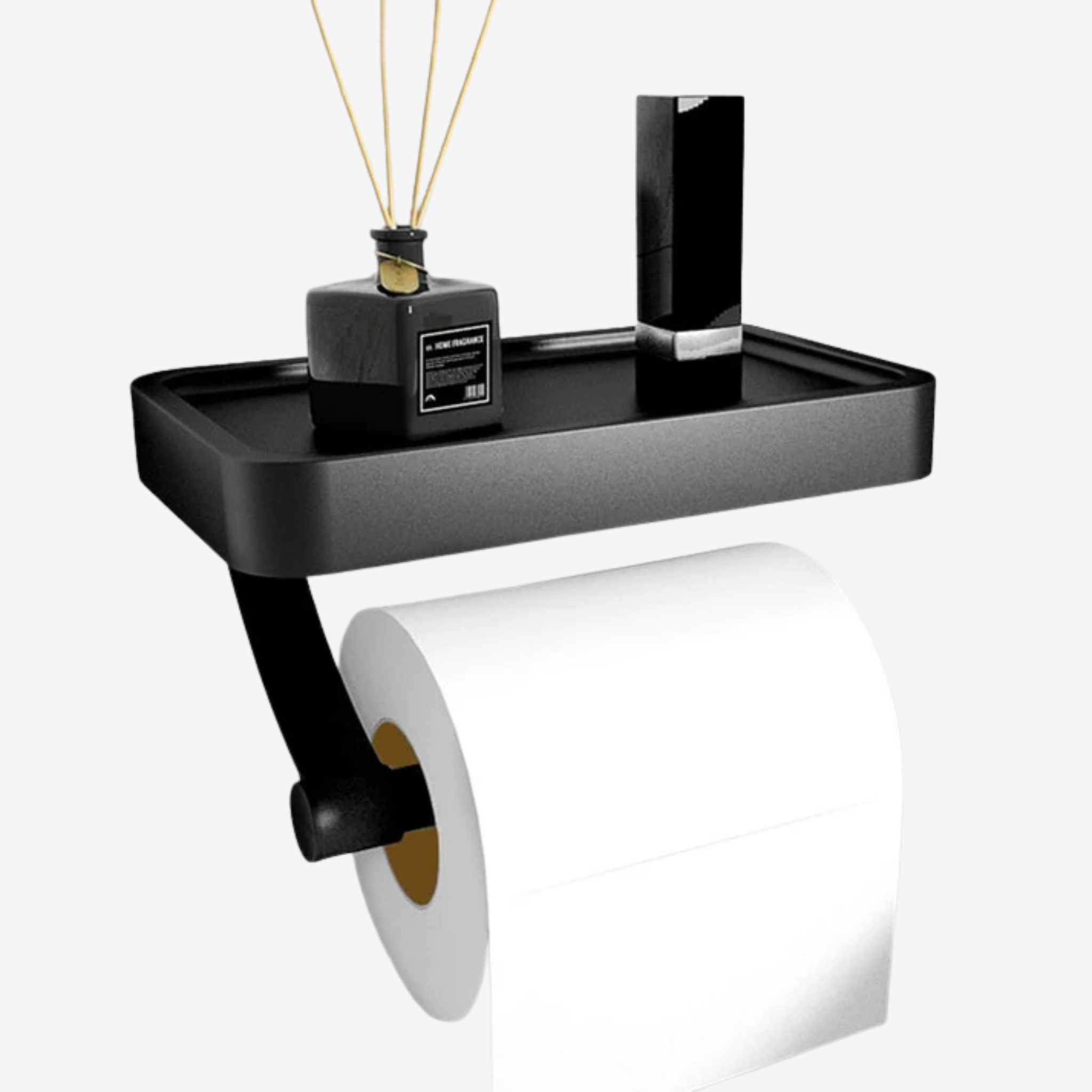 StainlessPro Badkamer Rolhouder met Plankje – RVS Toiletpapierhouder Zwart