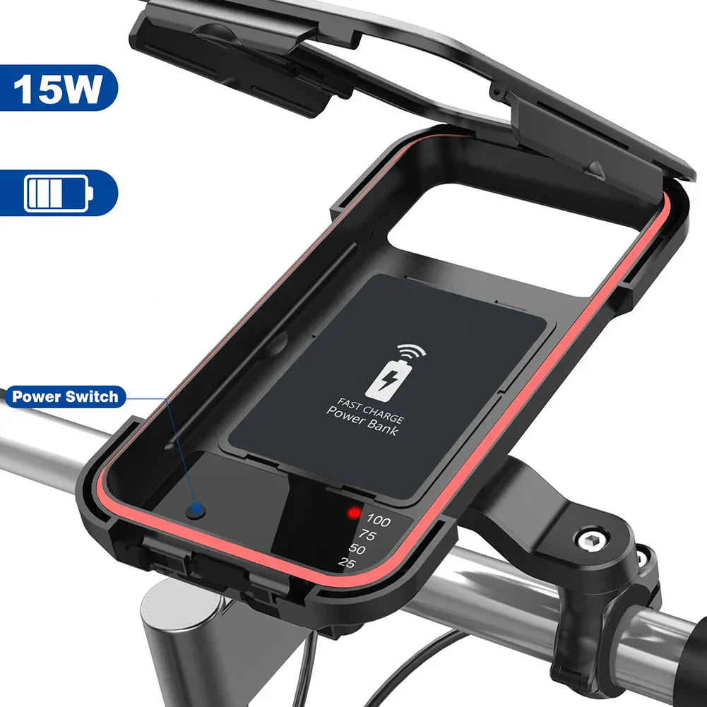 VoltMount - Cykeltelefonholder med Powerbank 15W trådløs Ladegerät Powerbank