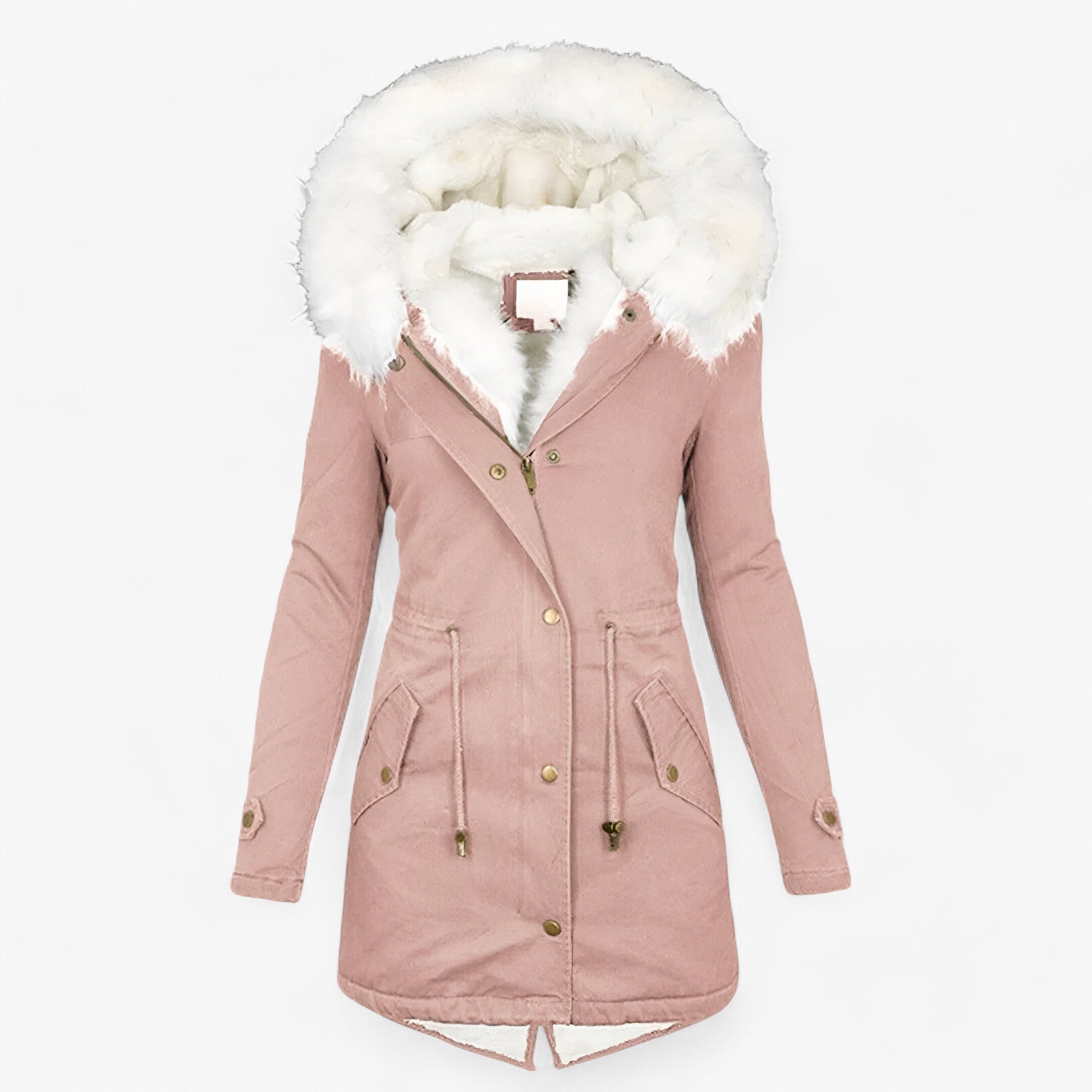 Solvéra - Elegant Lang Quiltet Damejakke Rosa