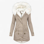 Solvéra - Elegant Lang Quiltet Damejakke Khaki