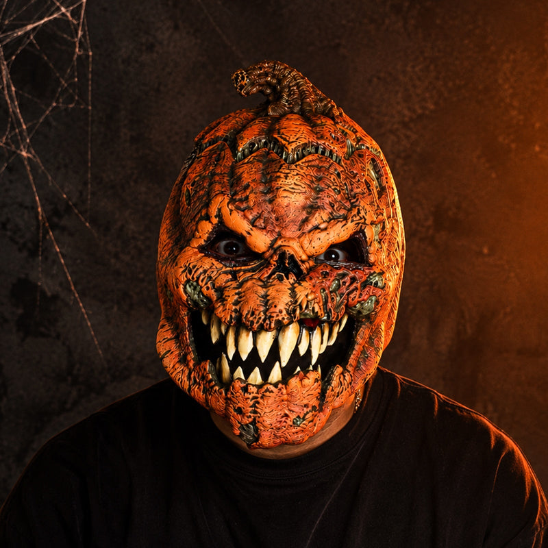 PumpkinFiend – Halloween Græskarmaske i Latex med Åbent Ansigt
