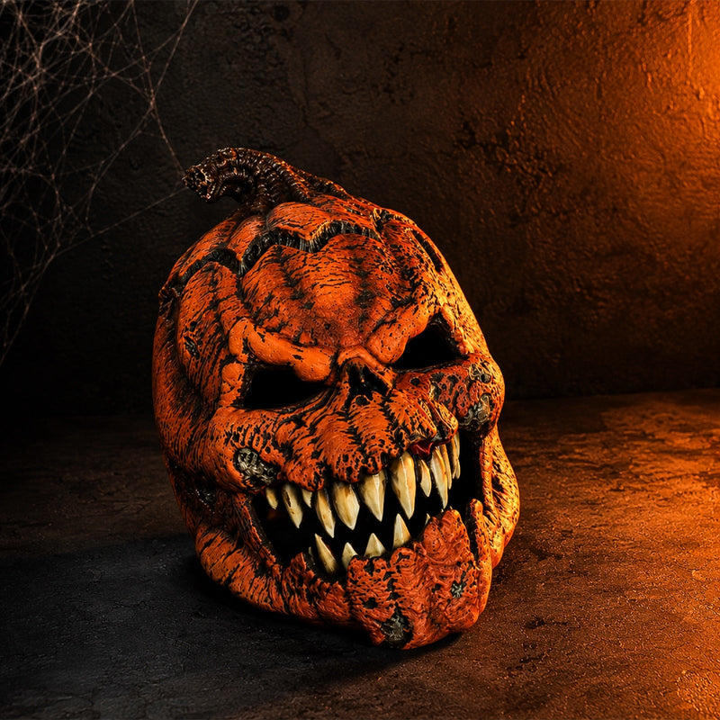 PumpkinFiend – Halloween Græskarmaske i Latex med Åbent Ansigt