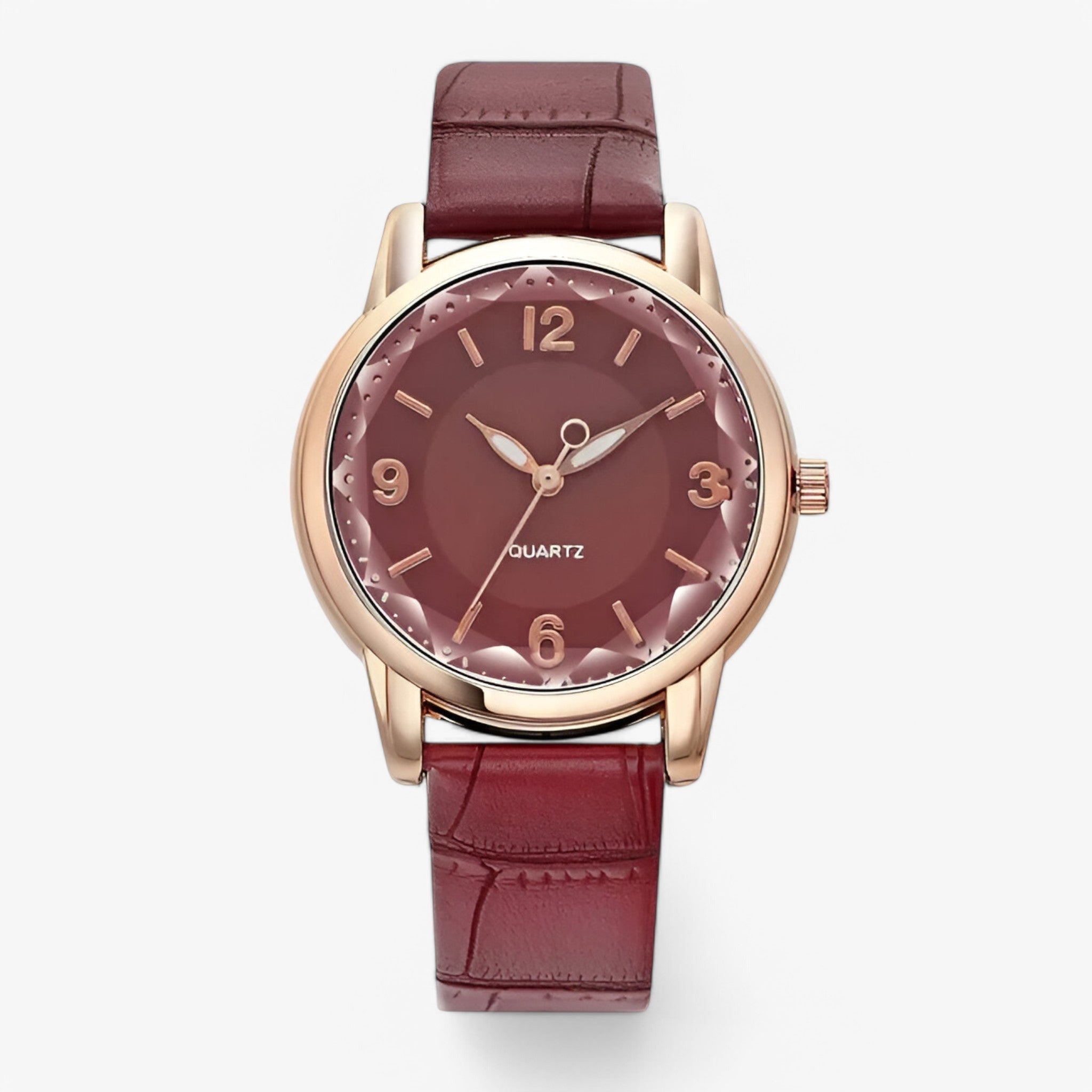 Lunessa - Elegant Quartz Dameur med Analog Urskive Rode wijn
