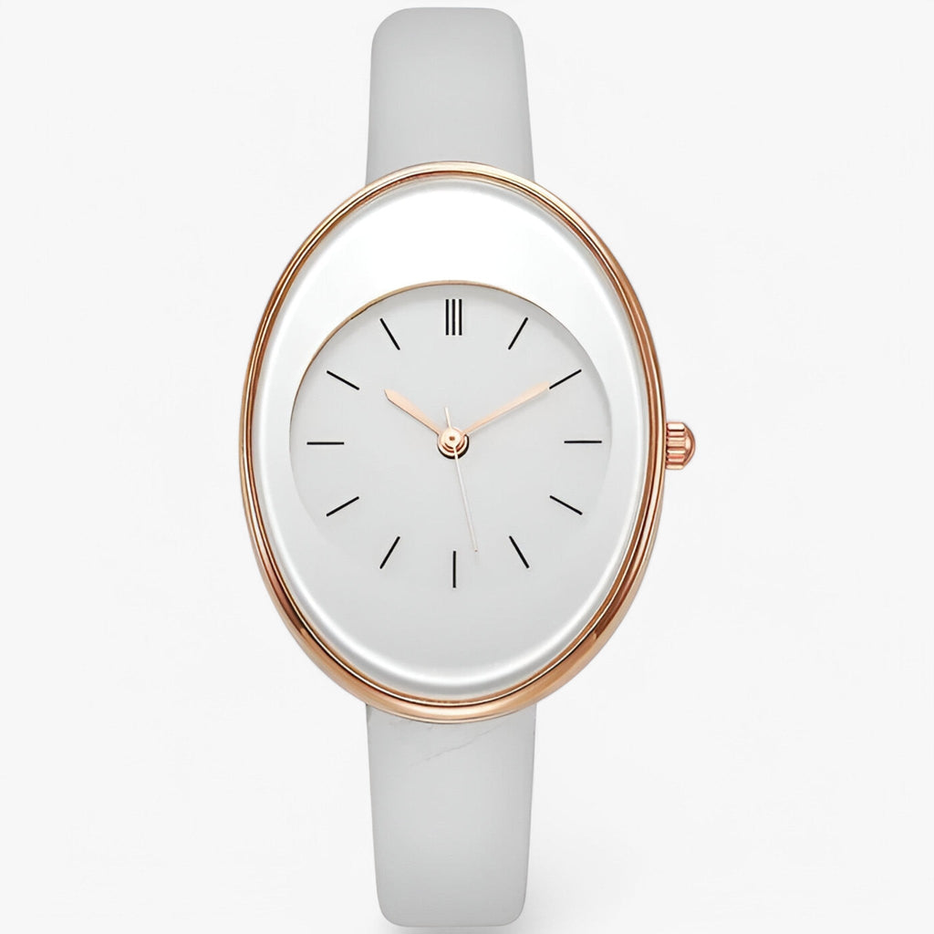 Elaria - Minimalistisk Dameur med Analog Quartz Urværk Hvid