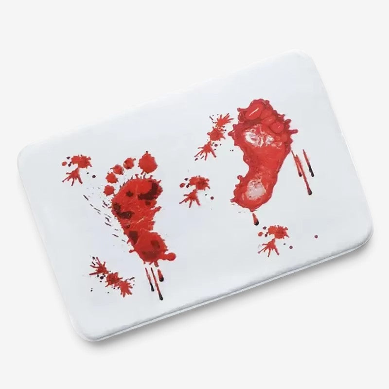 CrimsonStep – Halloween Badmåtte med Blodstænk Design Hvid