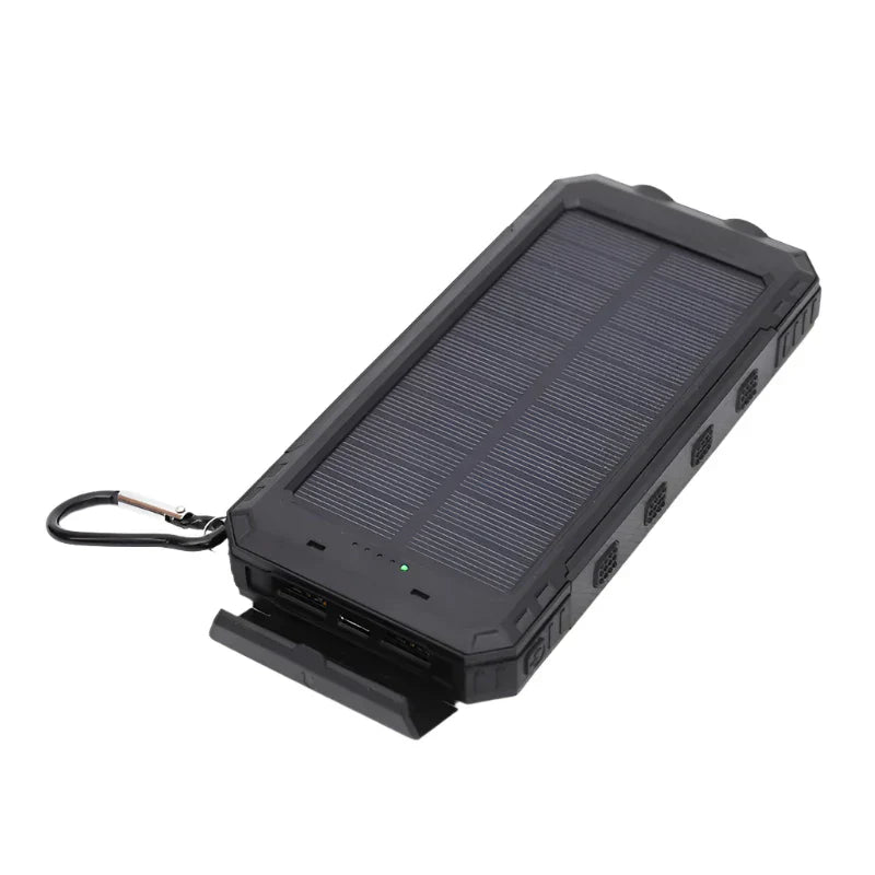 SolarVolt Powerbank – Med Solcellepanel og Lommelygte Sort