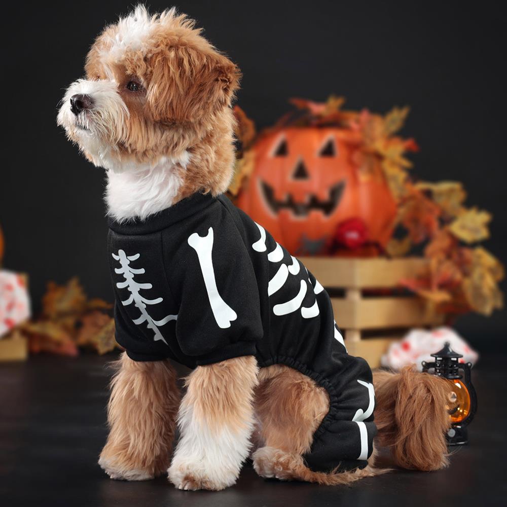 BonePaws – Halloween Hundejumpsuit med Glow-in-the-Dark Skeletprint