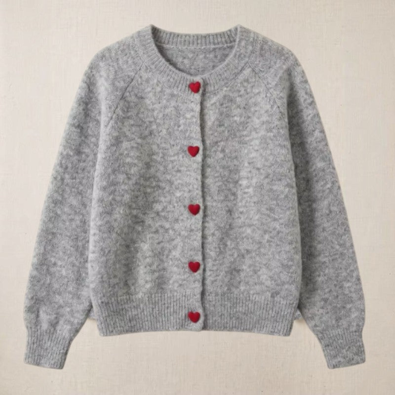 Ribstrikket Cardigan - Knaplukning og Lange Ærmer