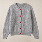 Ribstrikket Cardigan - Knaplukning og Lange Ærmer