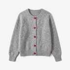 Ribstrikket Cardigan - Knaplukning og Lange Ærmer Grå Én størrelse