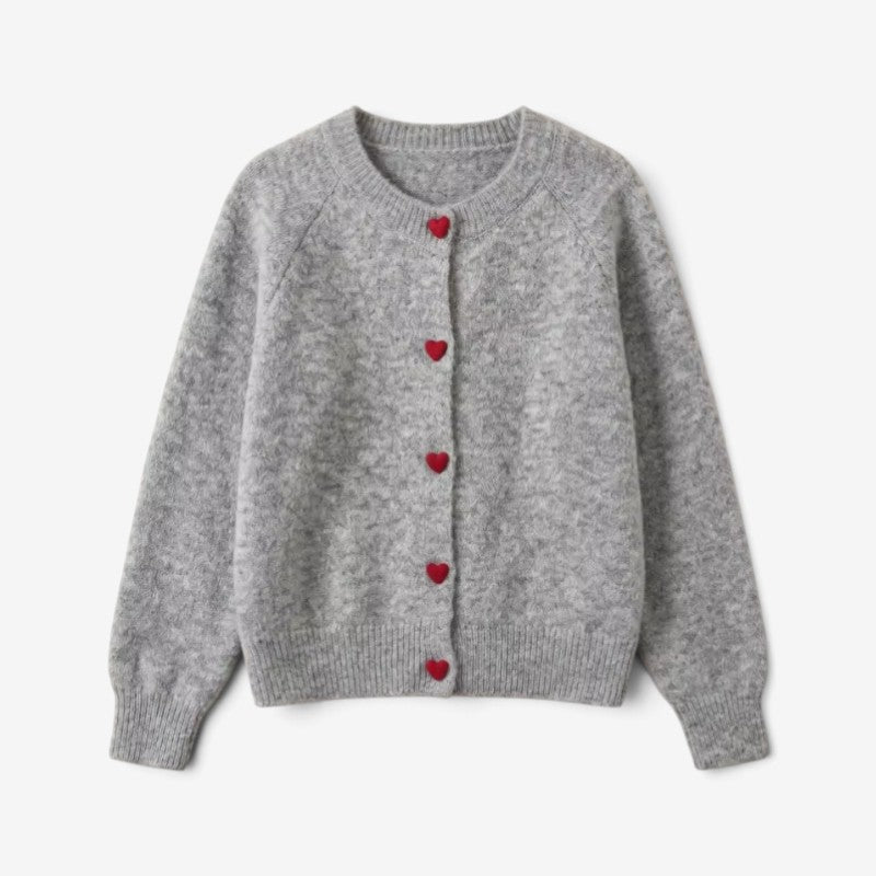 Ribstrikket Cardigan - Knaplukning og Lange Ærmer Grå Én størrelse