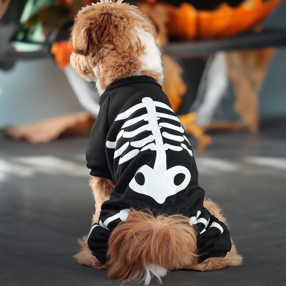 BonePaws – Halloween Hundejumpsuit med Glow-in-the-Dark Skeletprint