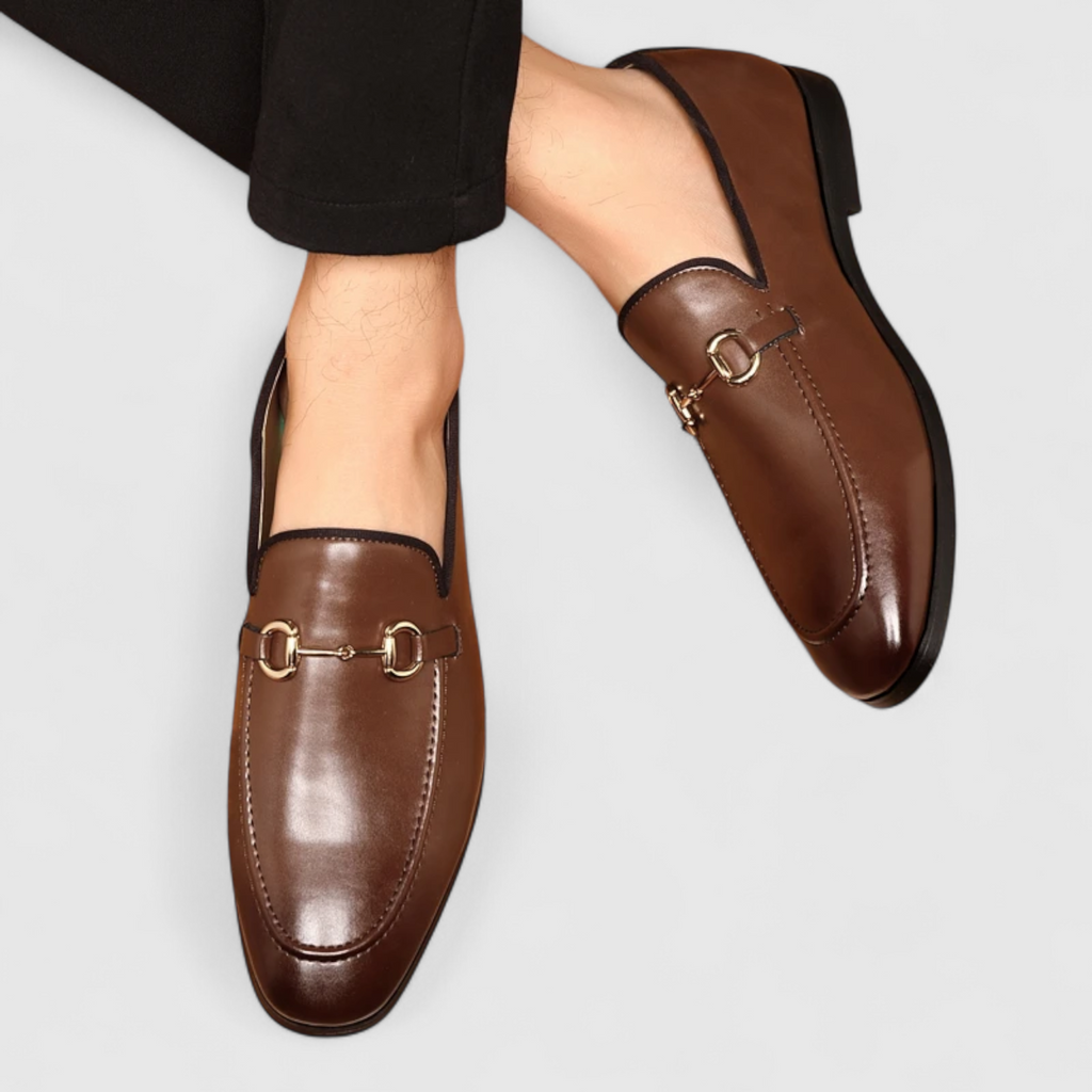Gavin | Herre Klassiske Læder Loafers i Sort med Decorativ Spænde