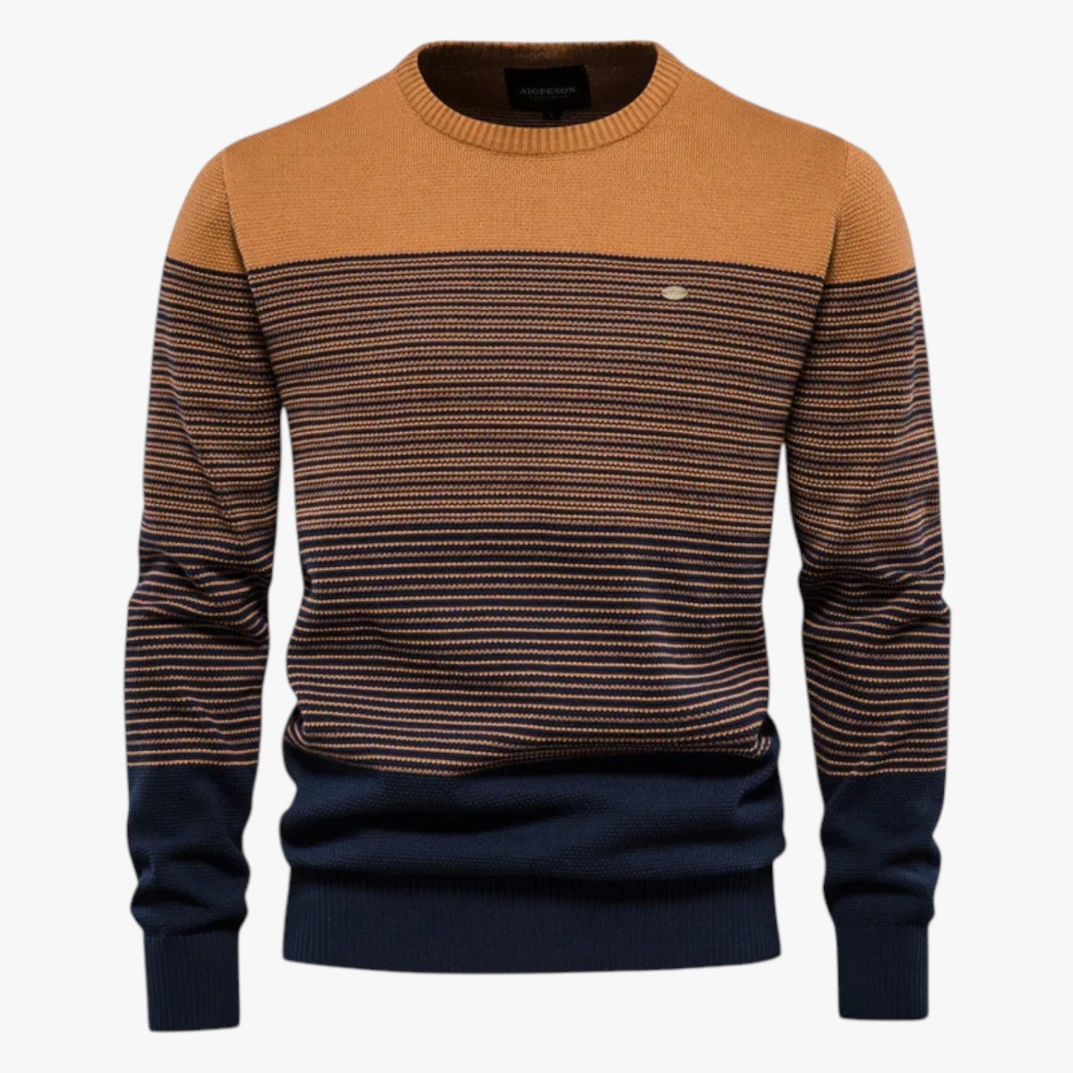 Stravero - Slim Fit Herre Striktrøje med Striber Orange