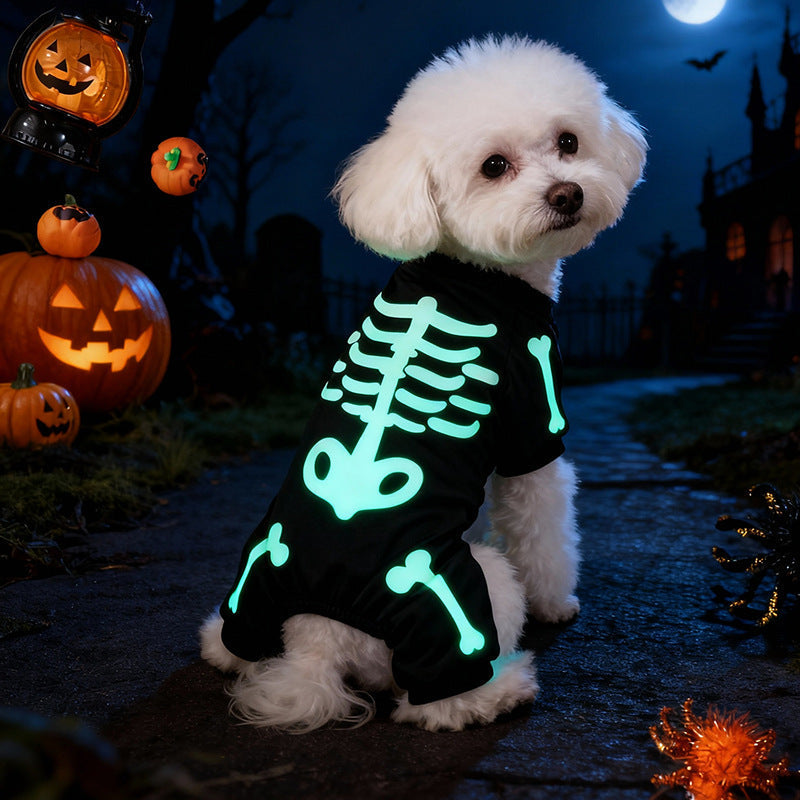 BonePaws – Halloween Hundejumpsuit med Glow-in-the-Dark Skeletprint