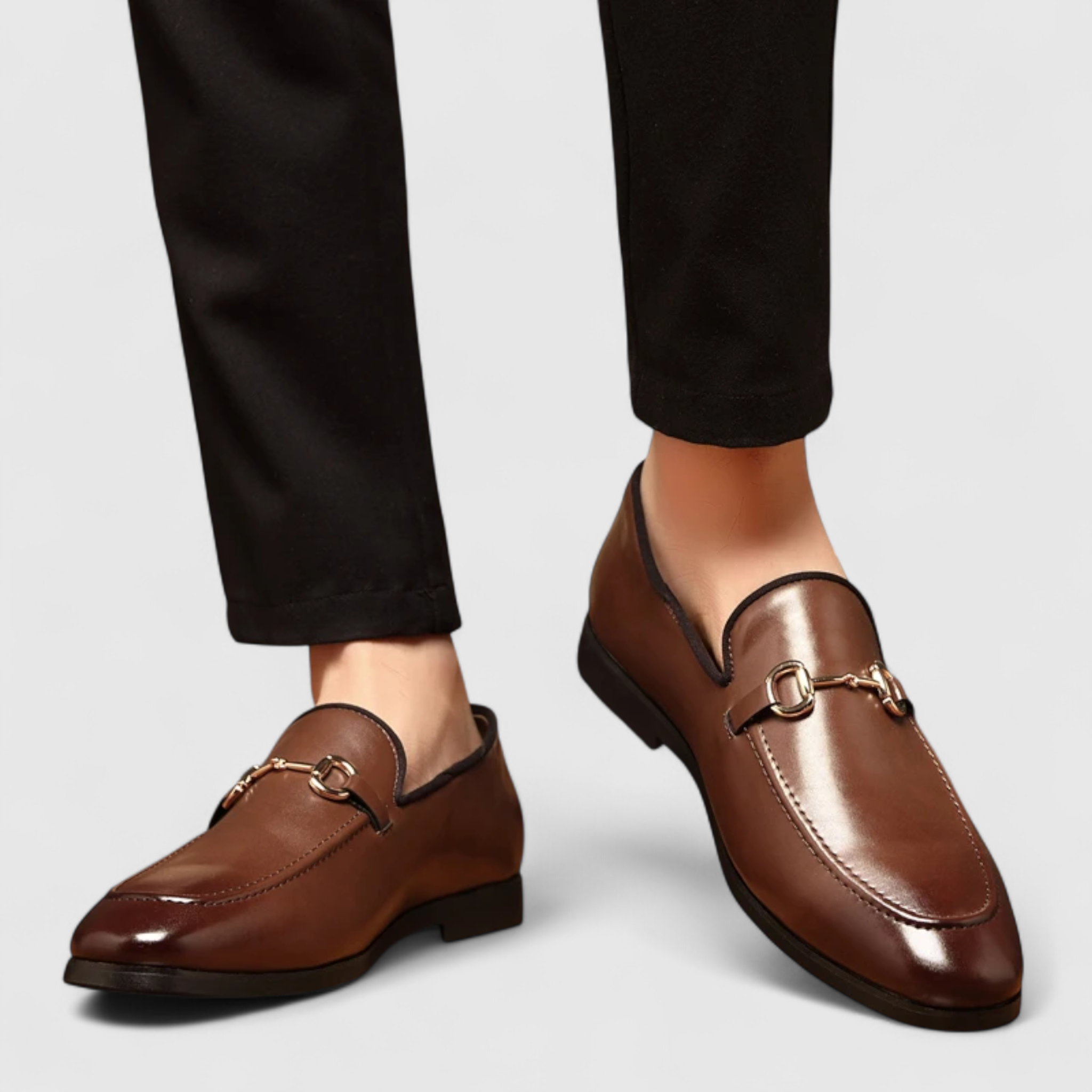 Gavin | Herre Klassiske Læder Loafers i Sort med Decorativ Spænde
