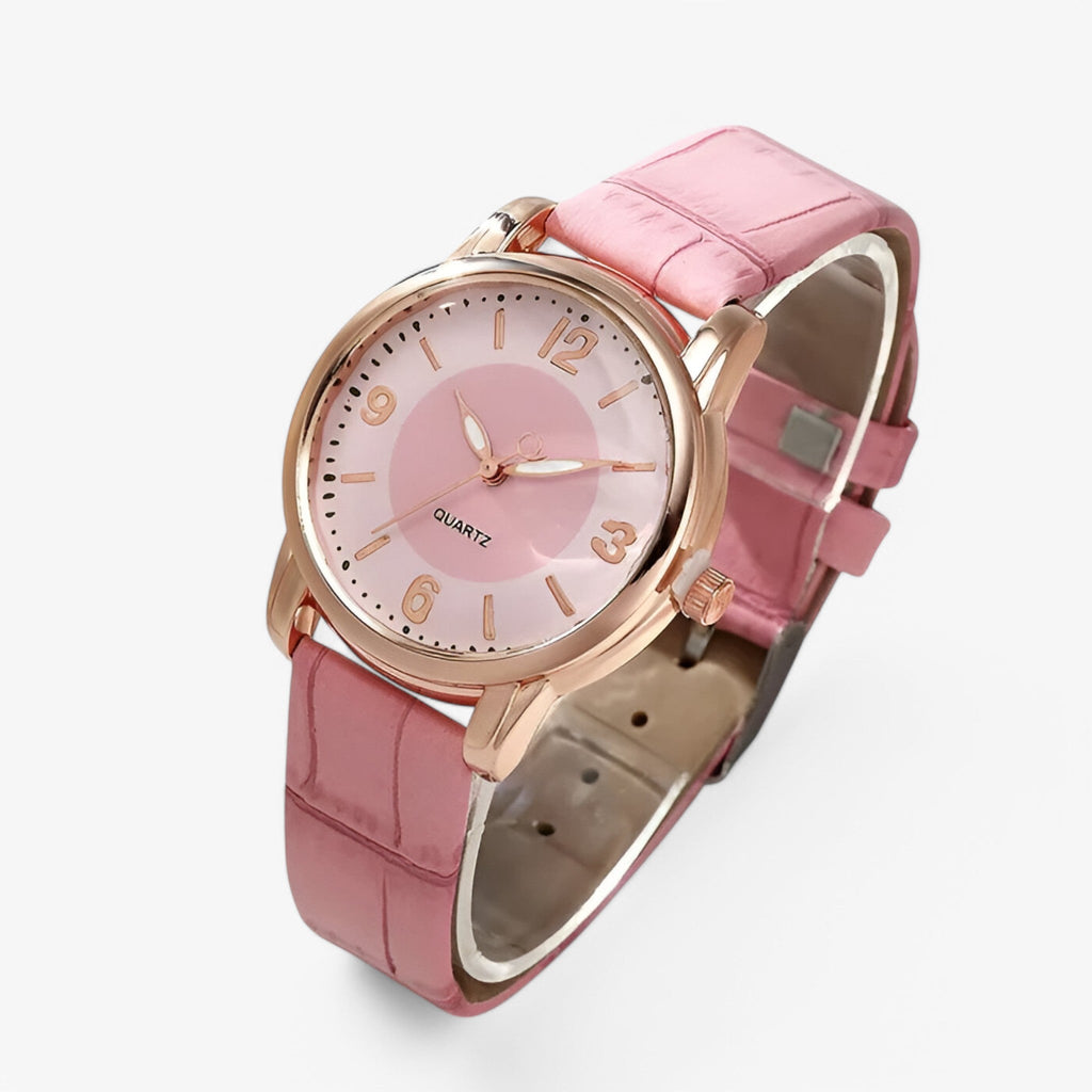 Lunessa - Elegant Quartz Dameur med Analog Urskive Lys lilla