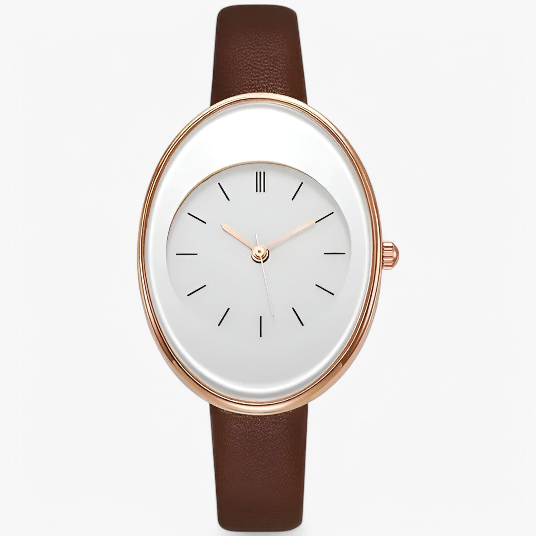 Elaria - Minimalistisk Dameur med Analog Quartz Urværk Brun