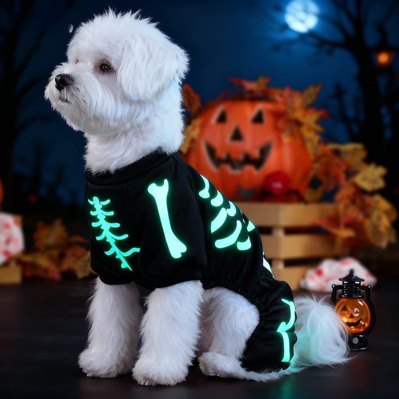 BonePaws – Halloween Hundejumpsuit med Glow-in-the-Dark Skeletprint