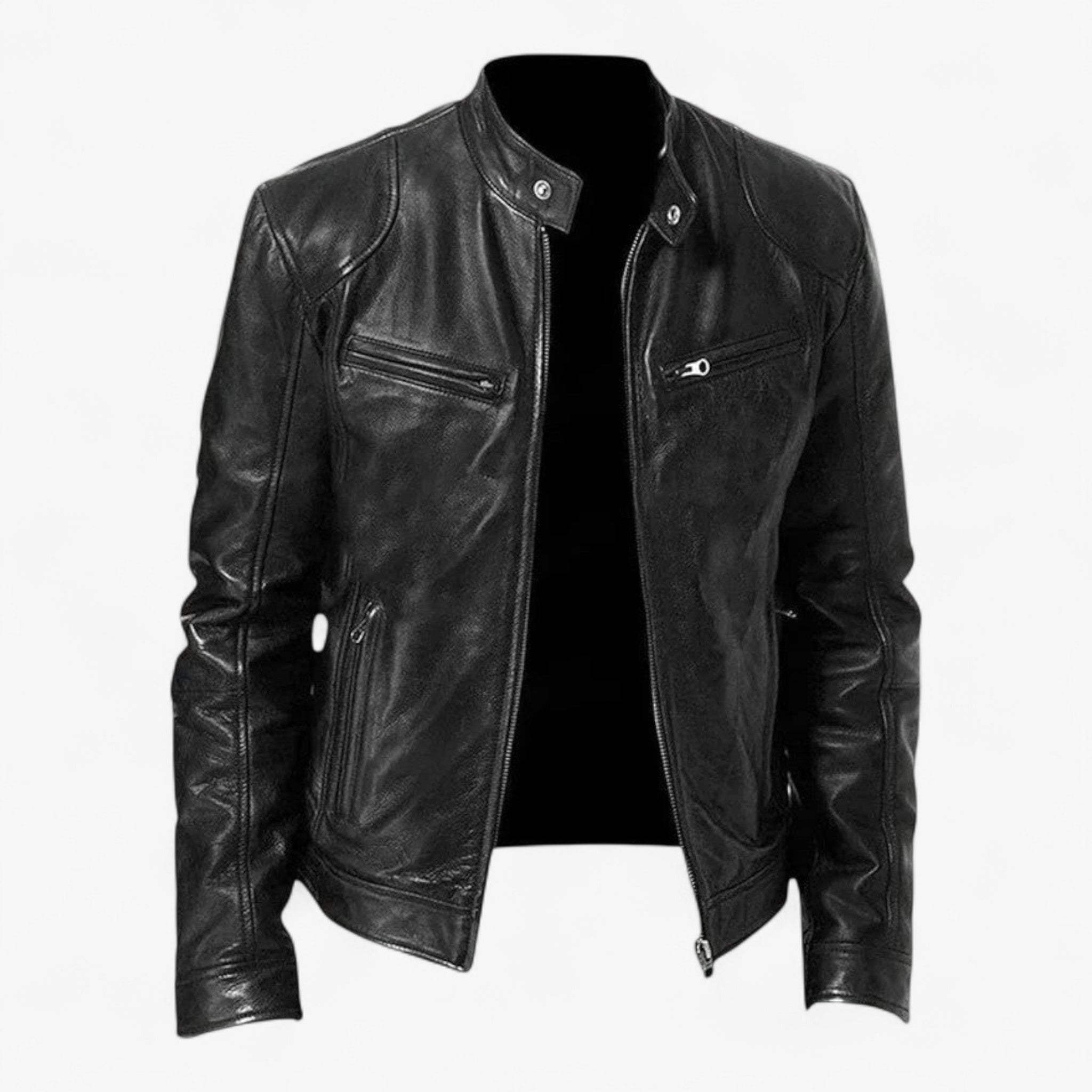 RavenCore - Casual Jakke i Læderlook til Herre Sort