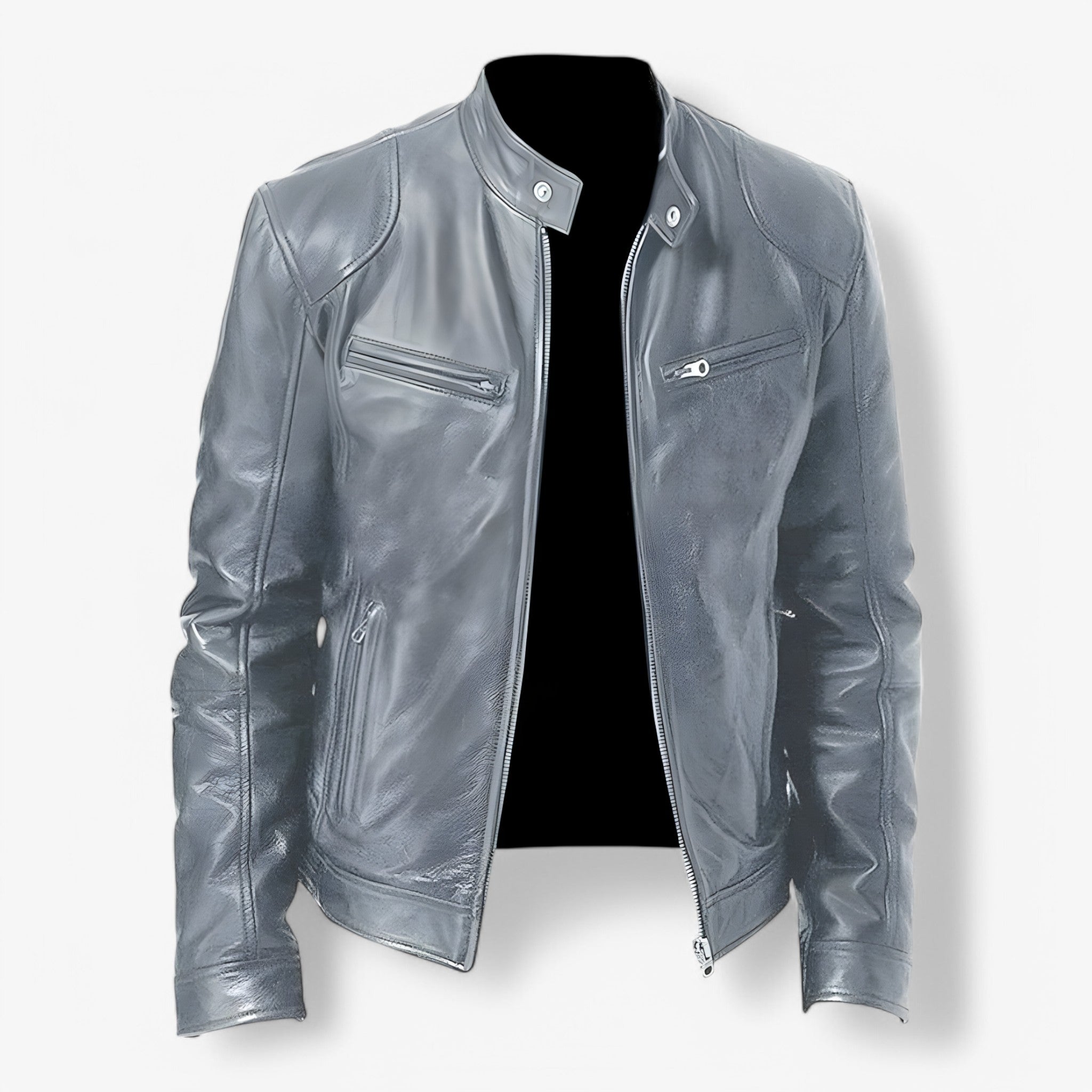 Rovaro - Casual Herrejakke i Læderlook Grå