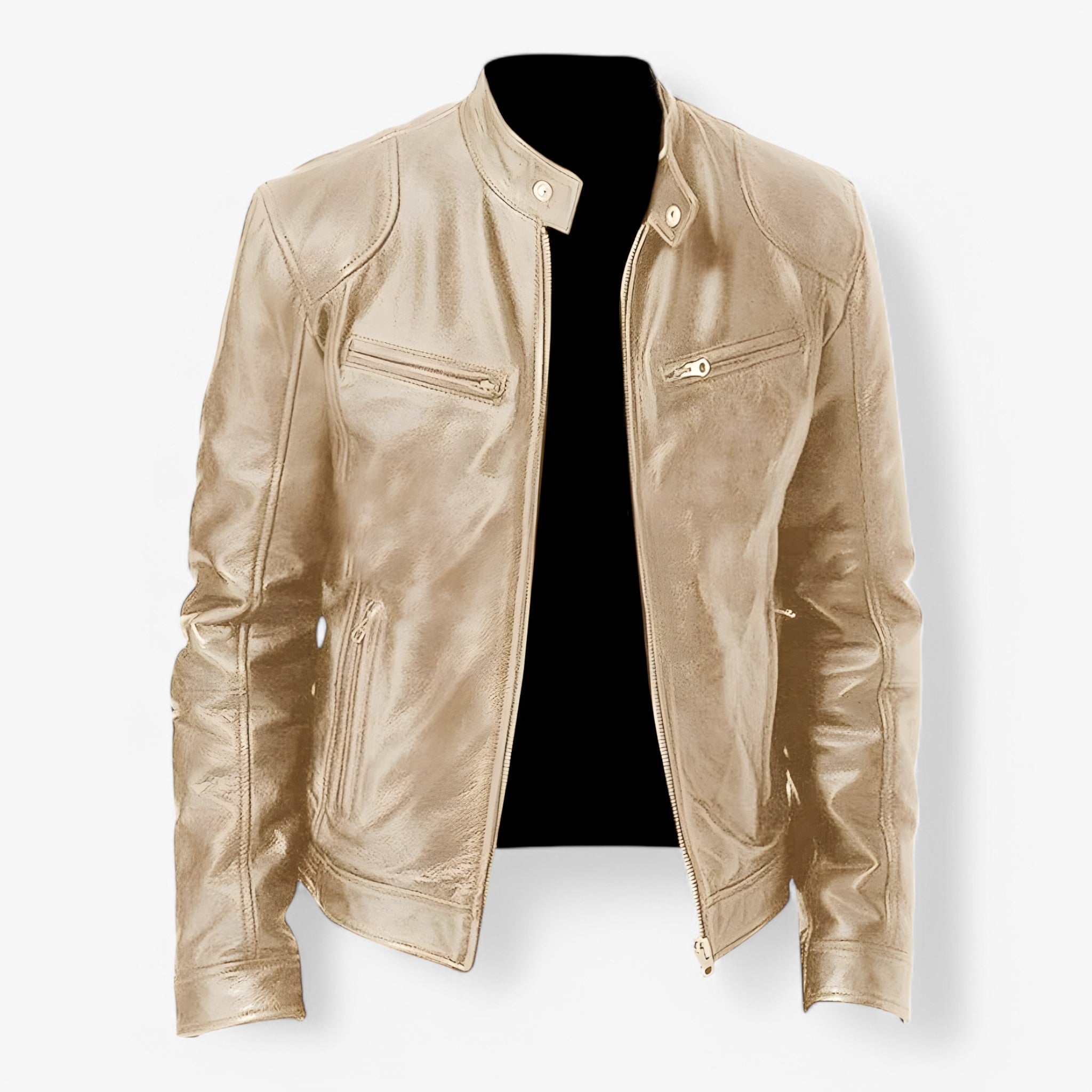 Rovaro - Casual Herrejakke i Læderlook Guld