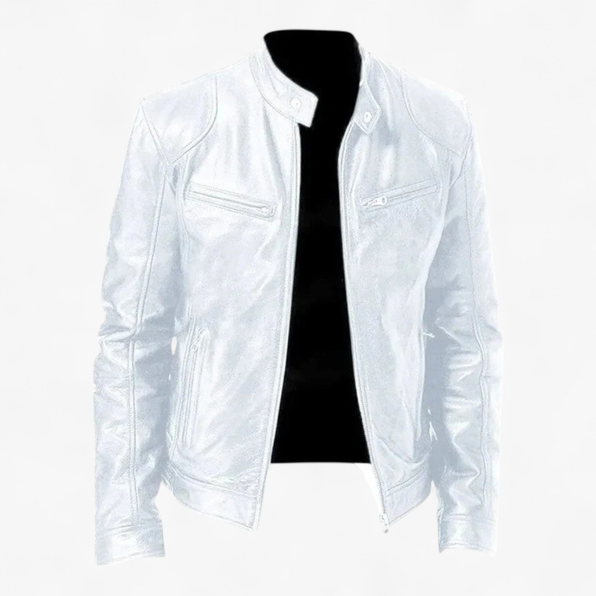 RavenCore - Casual Jakke i Læderlook til Herre Hvid