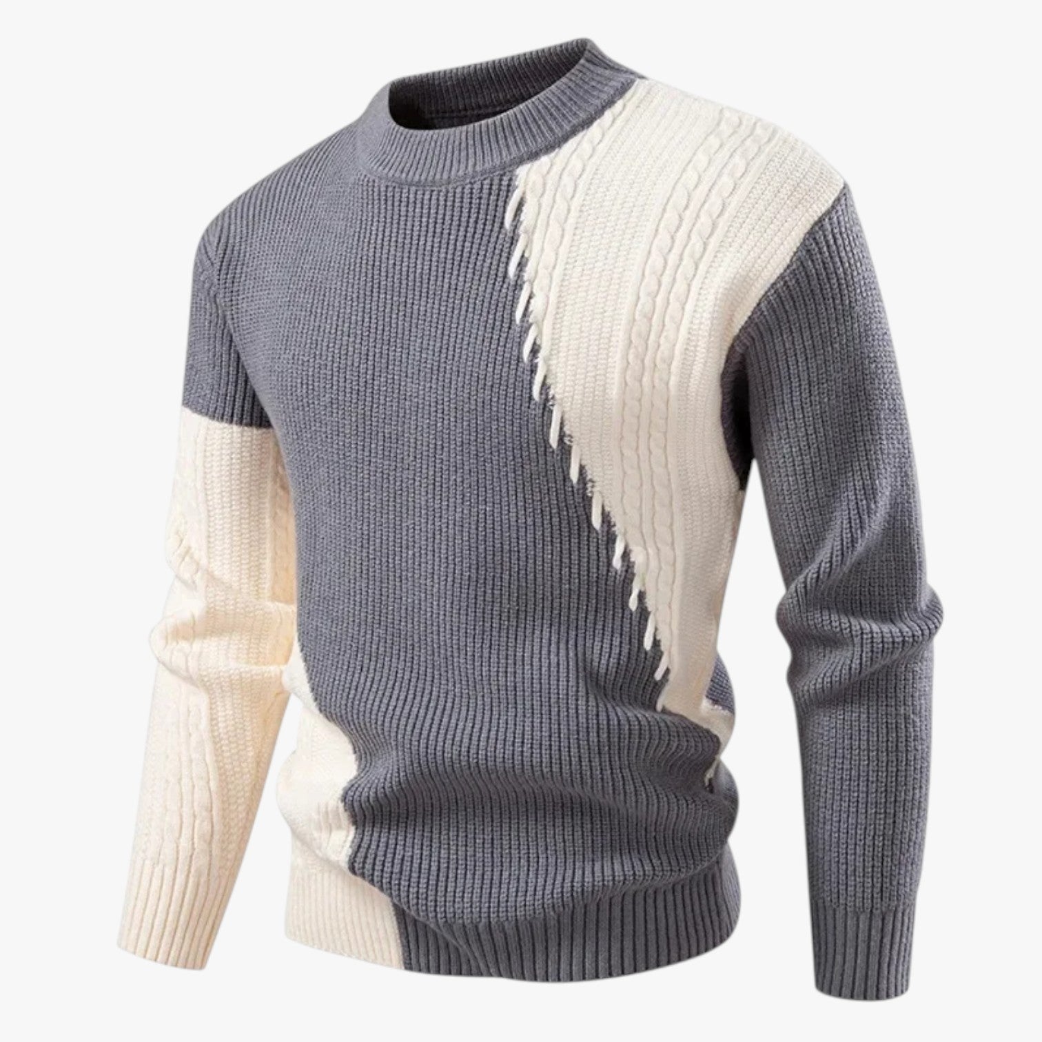 Arvid – Oversize Herre Striktrøje med Colour Block Design
