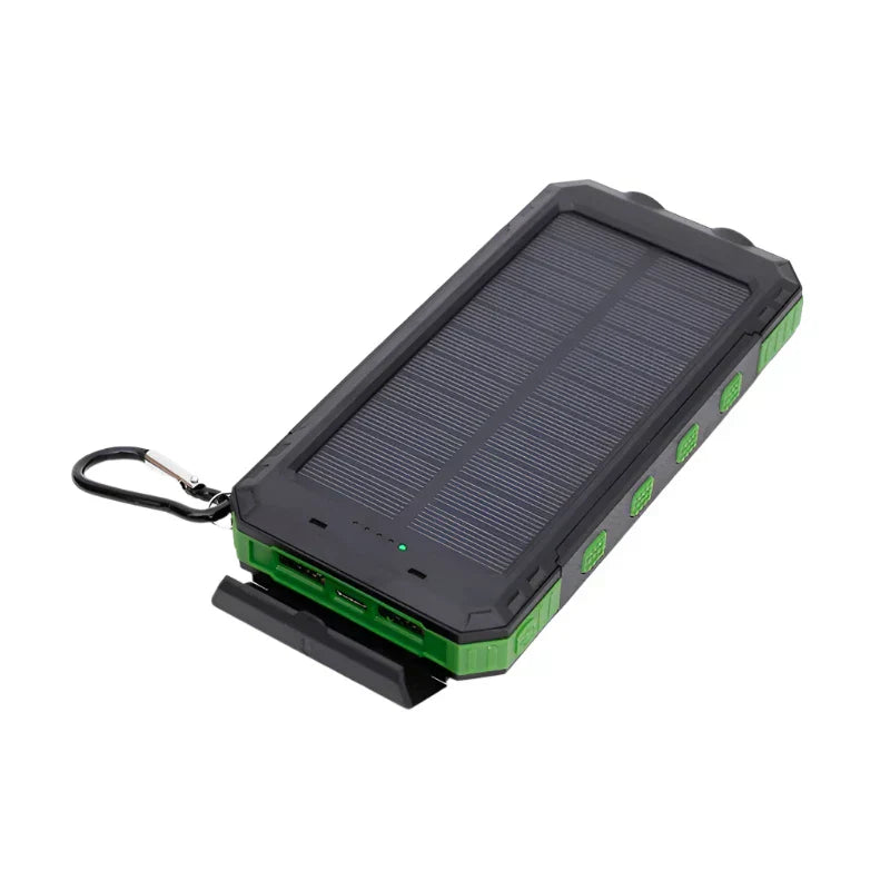 SolarVolt Powerbank – Med Solcellepanel og Lommelygte Grøn