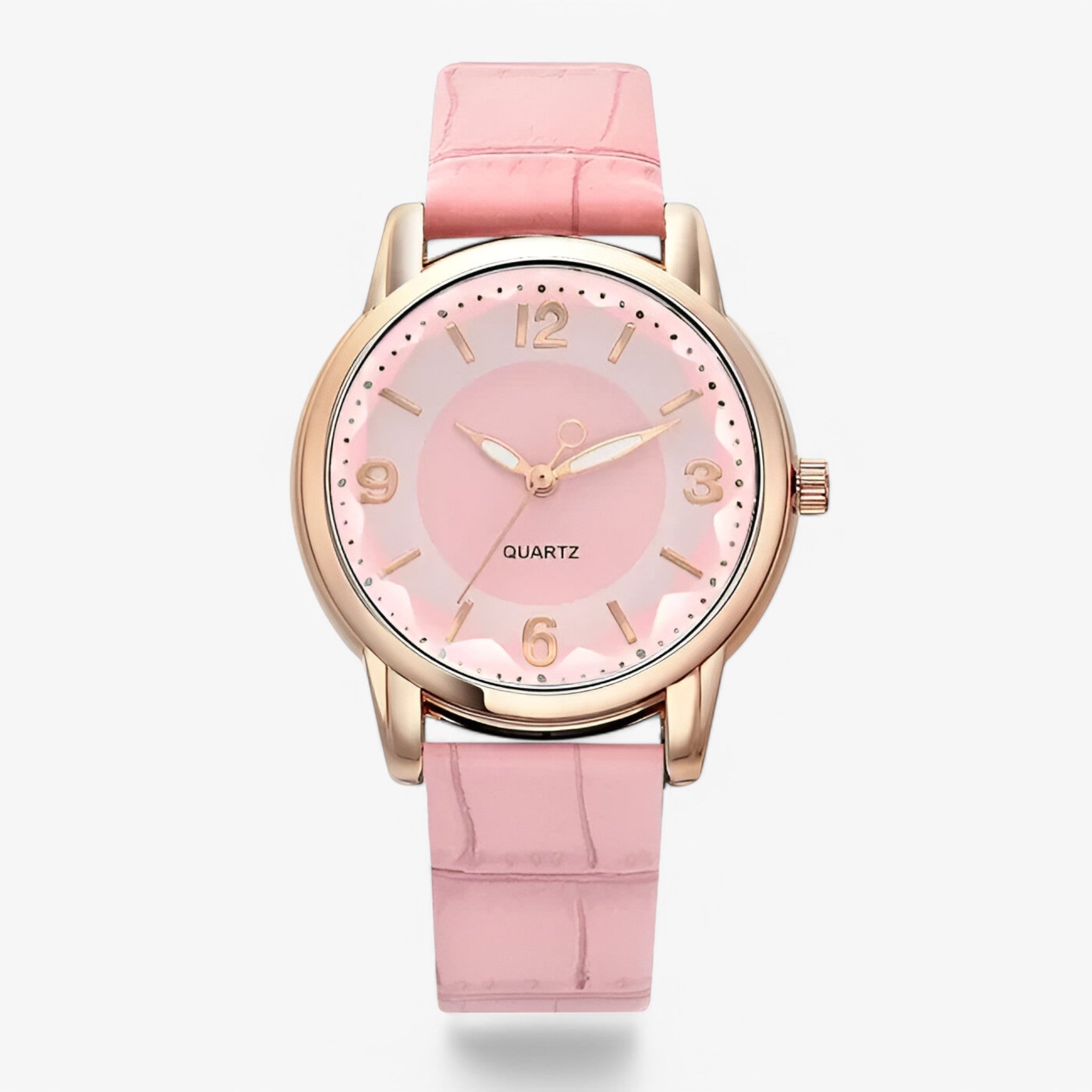 Lunessa - Elegant Quartz Dameur med Analog Urskive Lyserød