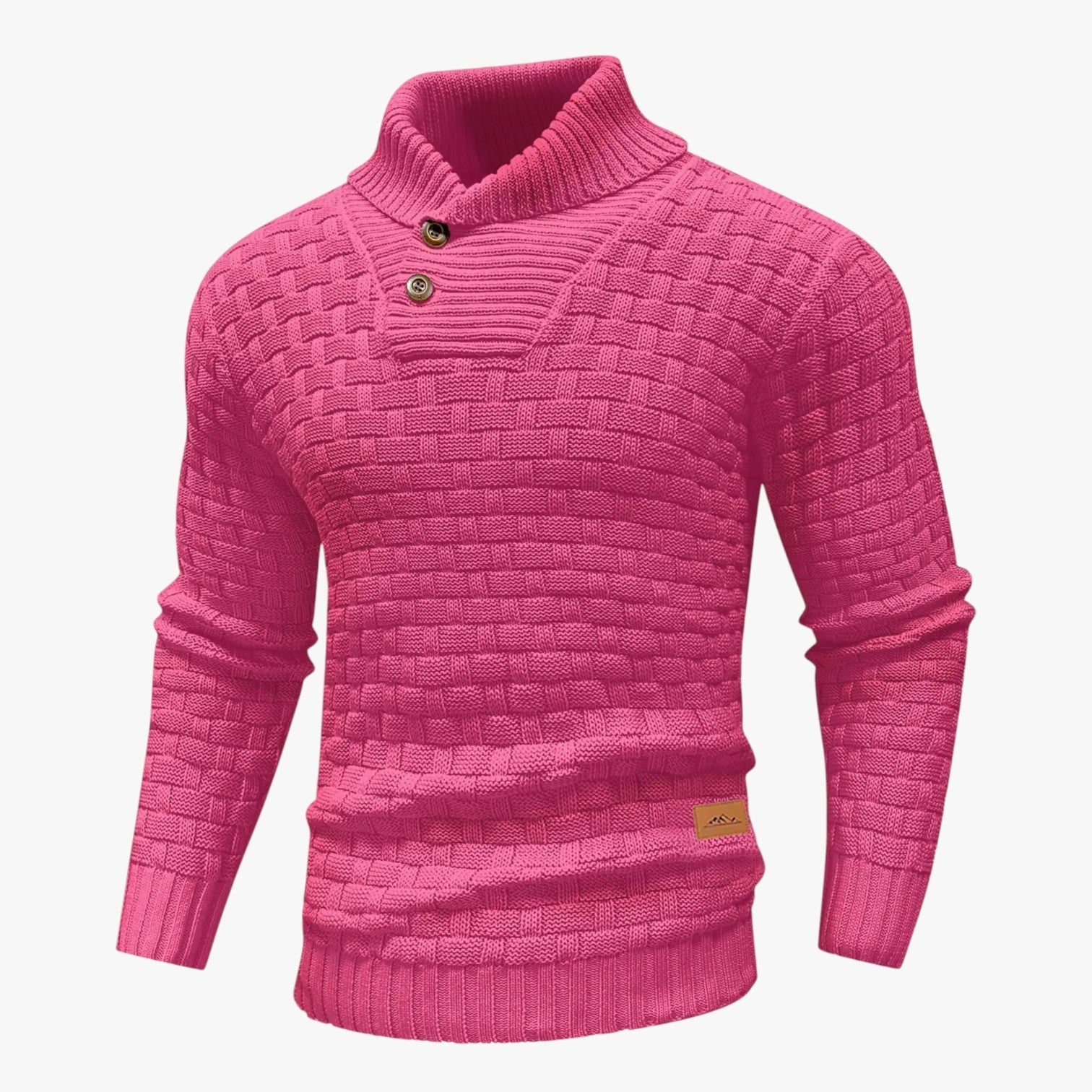 Norvian - Klassisk Herre Striktrøje med Rund Hals Rosa