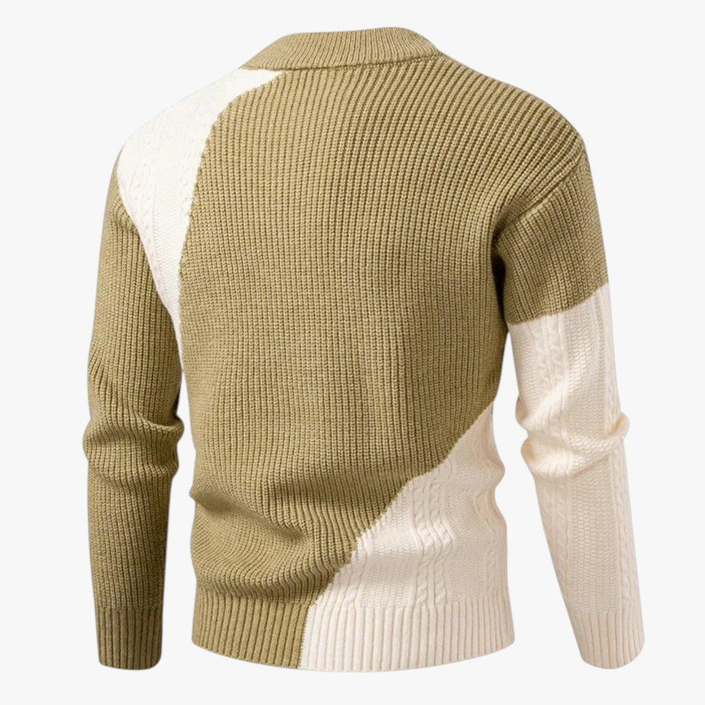 Arvid – Oversize Herre Striktrøje med Colour Block Design Grå