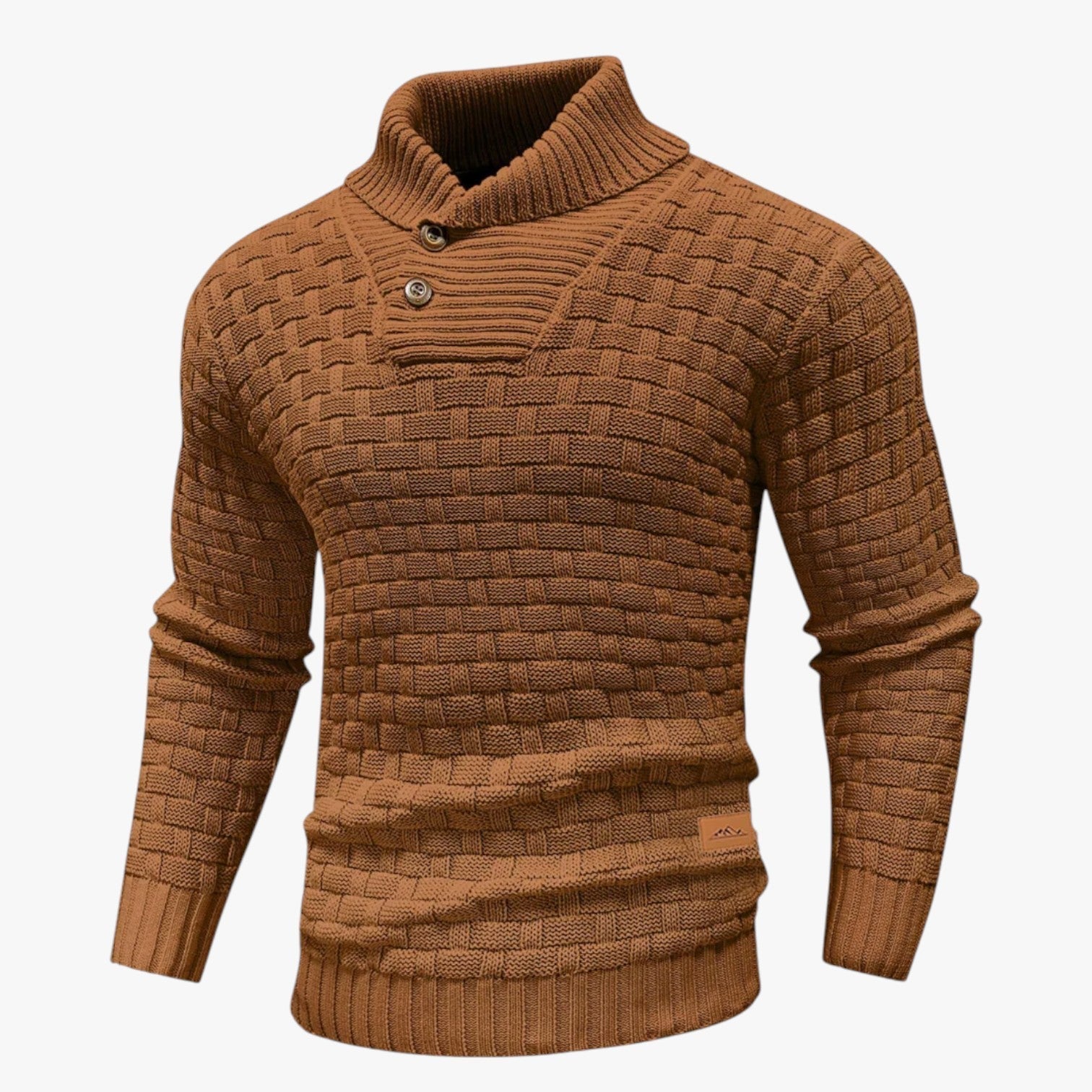 Norvian - Klassisk Herre Striktrøje med Rund Hals Beige