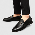 Gavin | Herre Klassiske Læder Loafers i Sort med Decorativ Spænde