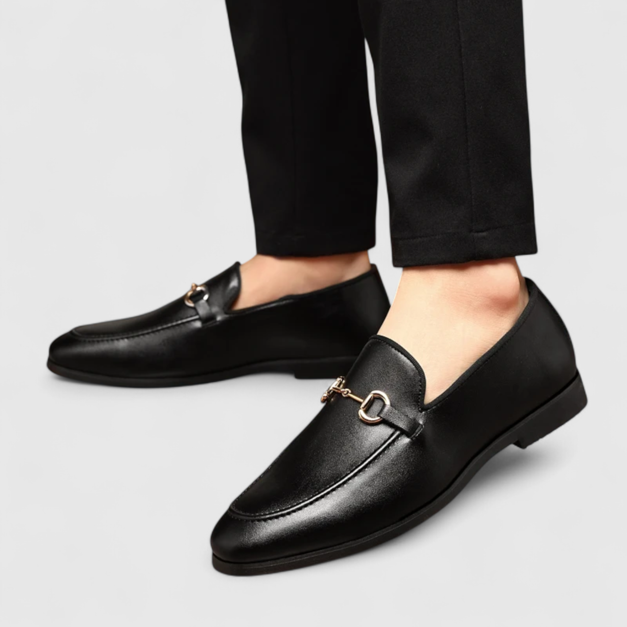 Gavin | Herre Klassiske Læder Loafers i Sort med Decorativ Spænde